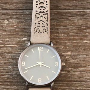 Gold and Taupe Laser Cut Filigree Women's Watch